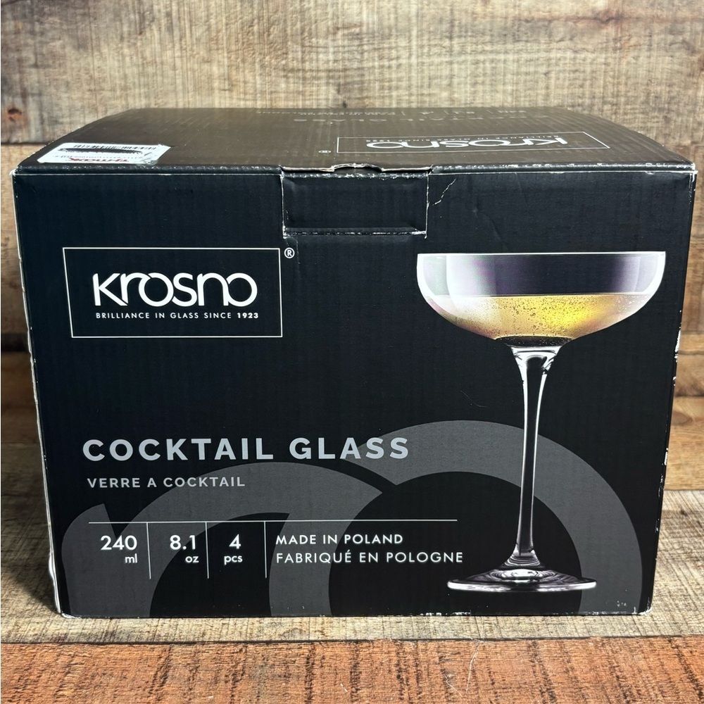 Cocktail Glasses Set of 4 Made in Poland by Krosno Brilliance In Glass 8.1 Oz